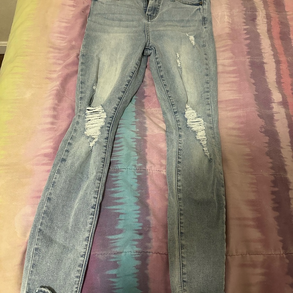 Light Blue Distressed Women's Jeans